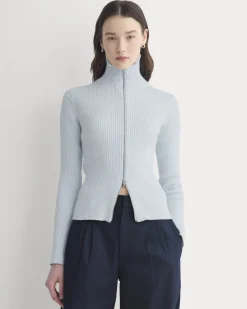 Full-Zip Ribbed Jacket in Everyday Cotton