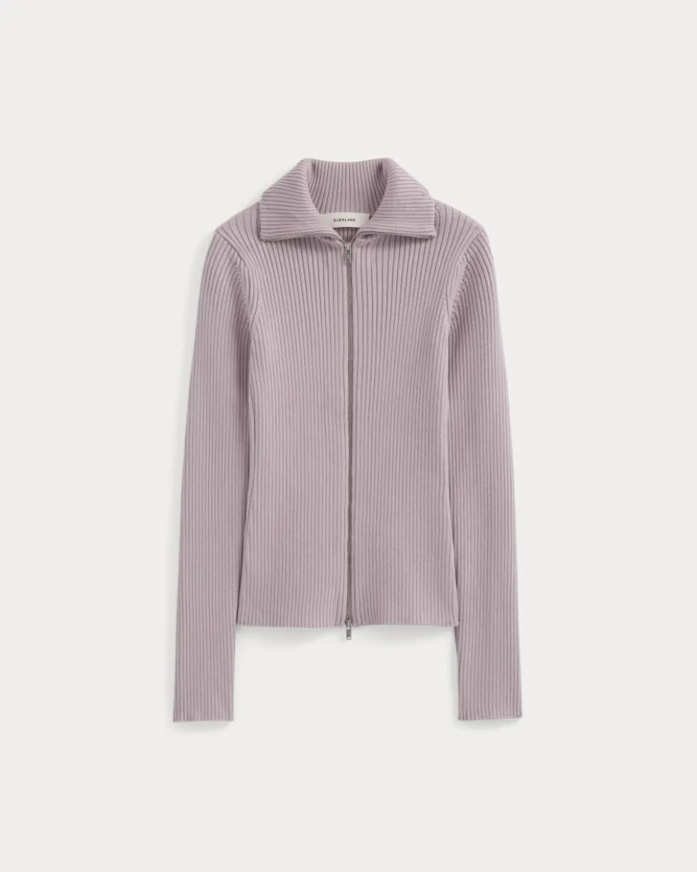 Full-Zip Ribbed Jacket in Everyday Cotton