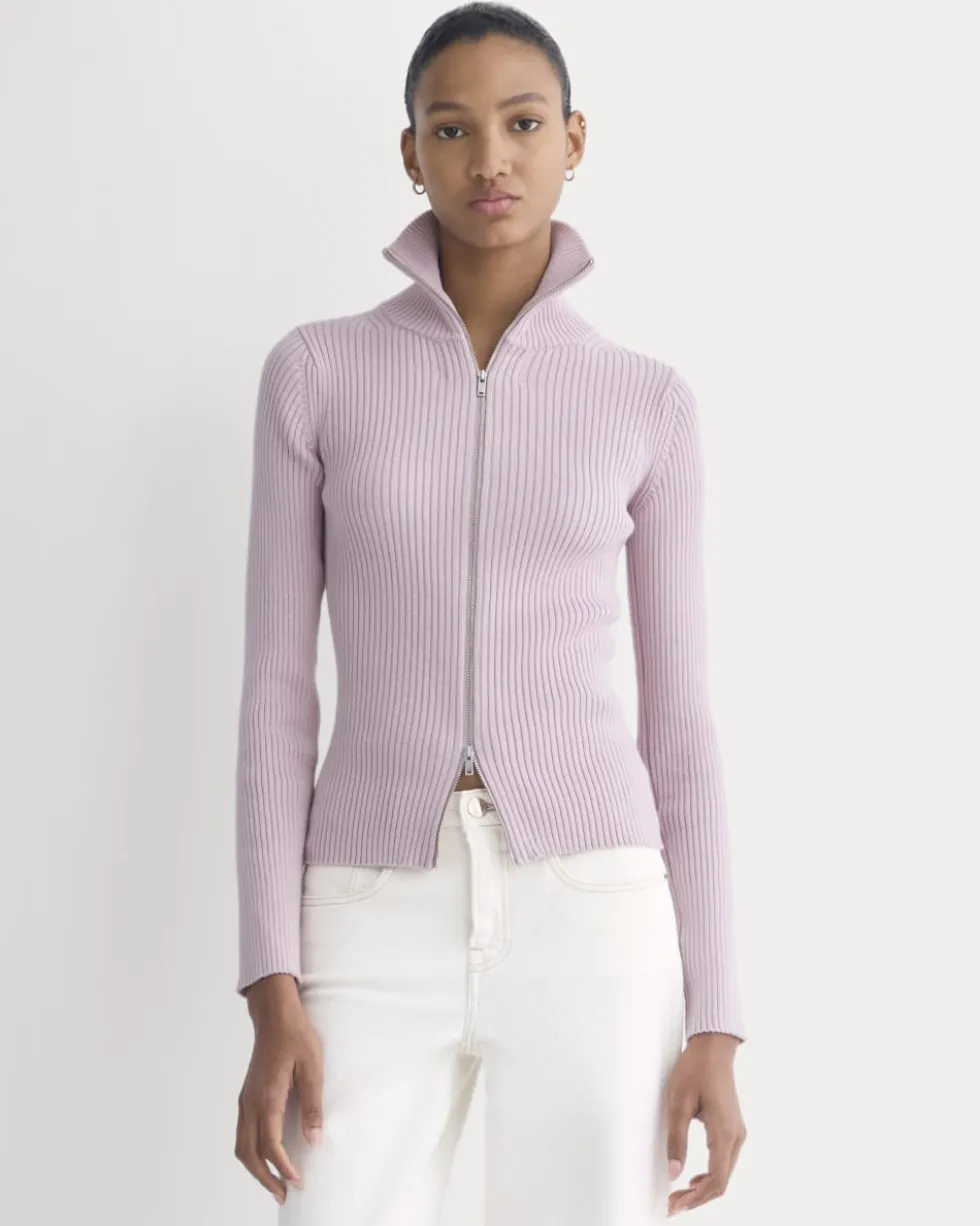 Full-Zip Ribbed Jacket in Everyday Cotton