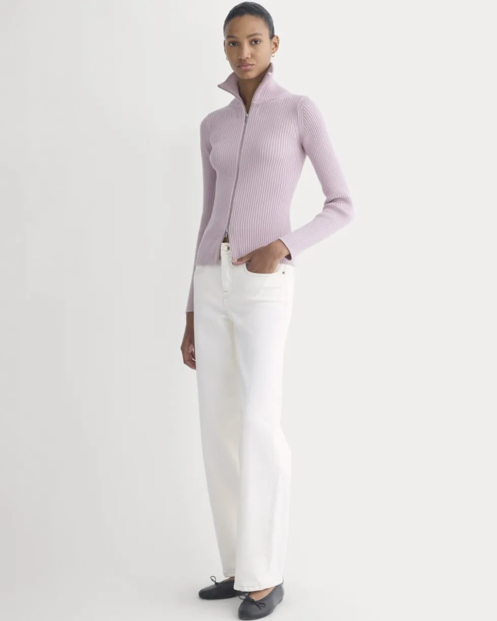 Full-Zip Ribbed Jacket in Everyday Cotton