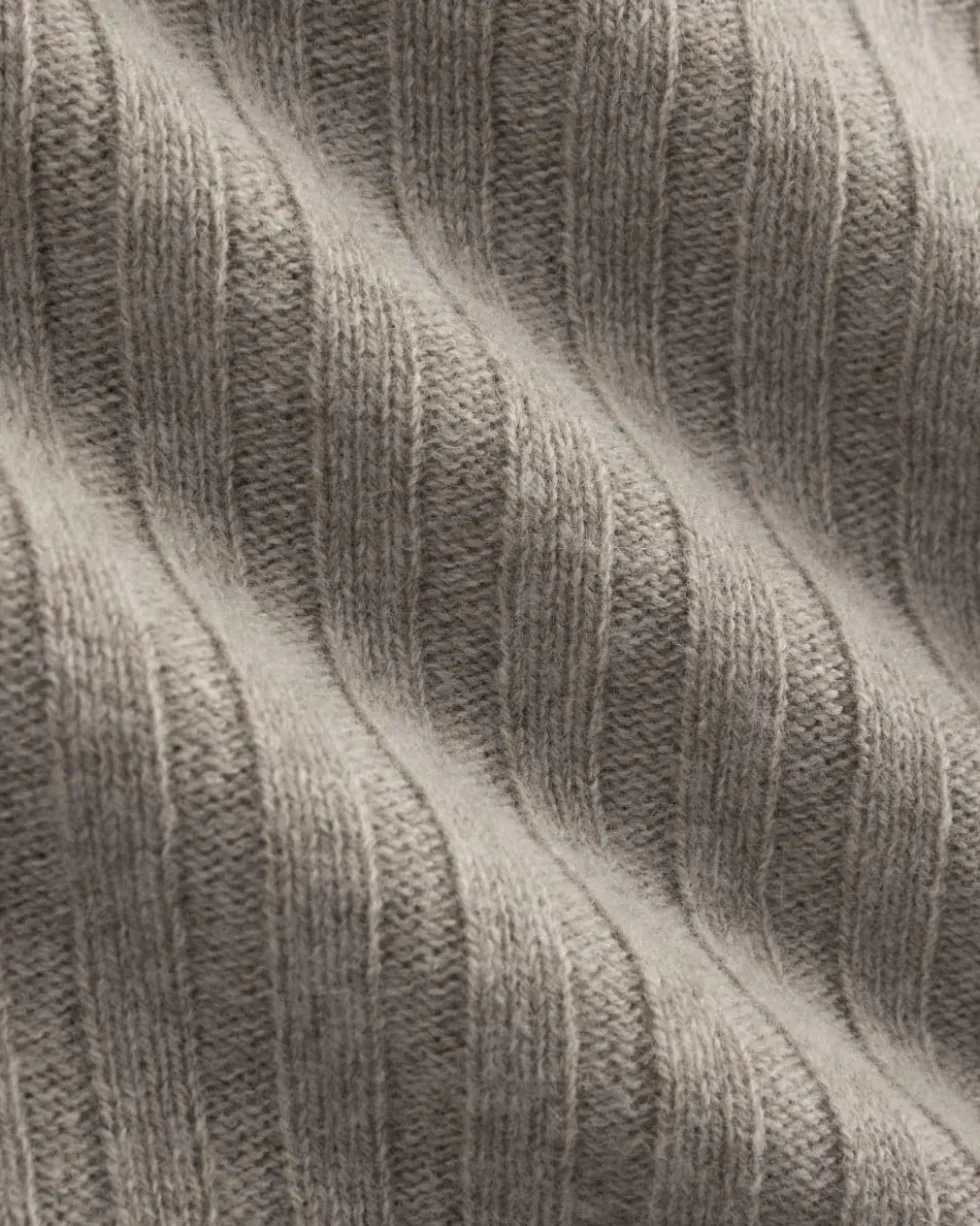 Funnel-Neck Cropped Sweater in Wool Cashmere