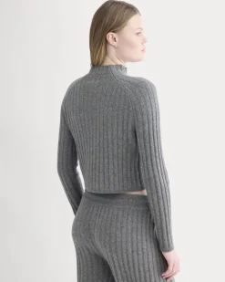 Funnel-Neck Cropped Sweater in Wool Cashmere
