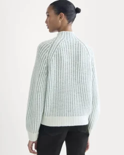 Funnel-Neck Ribbed Henley Sweater
