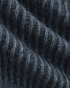 Funnel-Neck Ribbed Henley Sweater