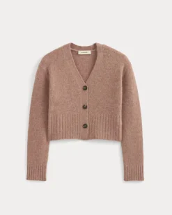 High V Cropped Cardigan in Alpaca