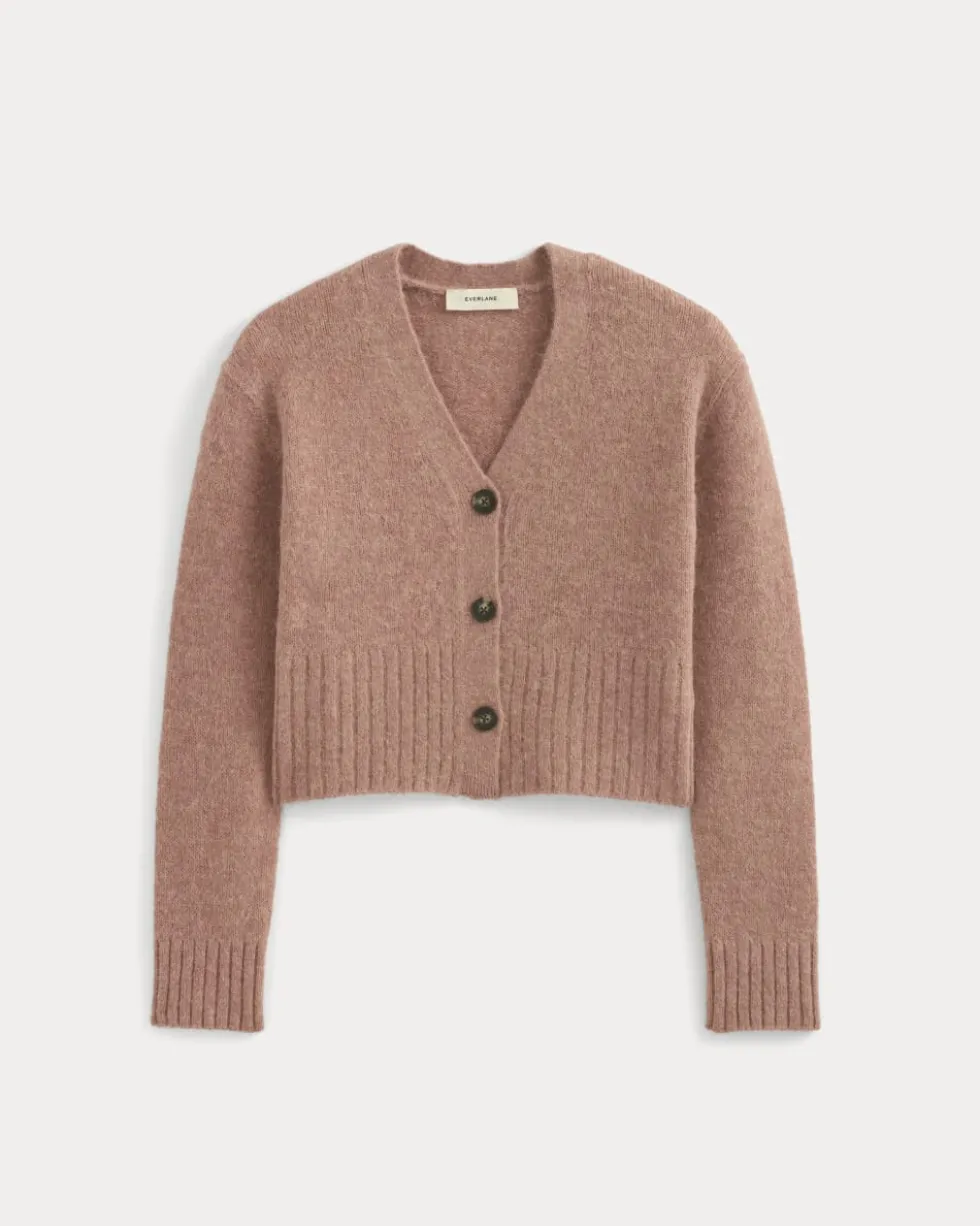 High V Cropped Cardigan in Alpaca