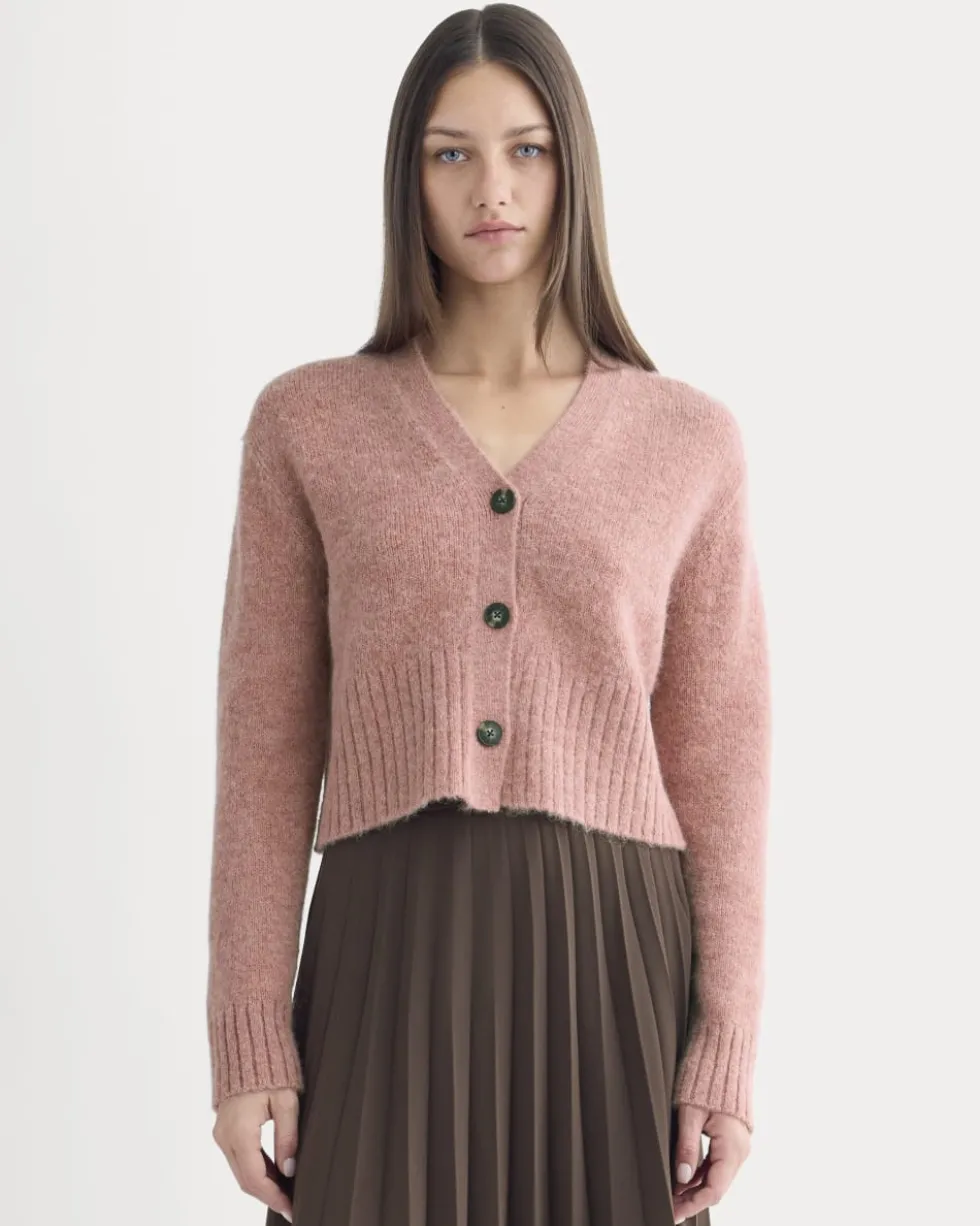 High V Cropped Cardigan in Alpaca