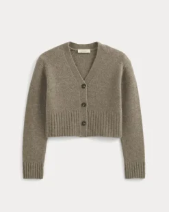 High V Cropped Cardigan in Alpaca