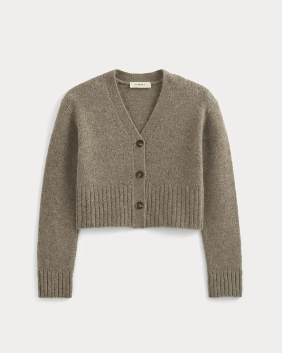 High V Cropped Cardigan in Alpaca