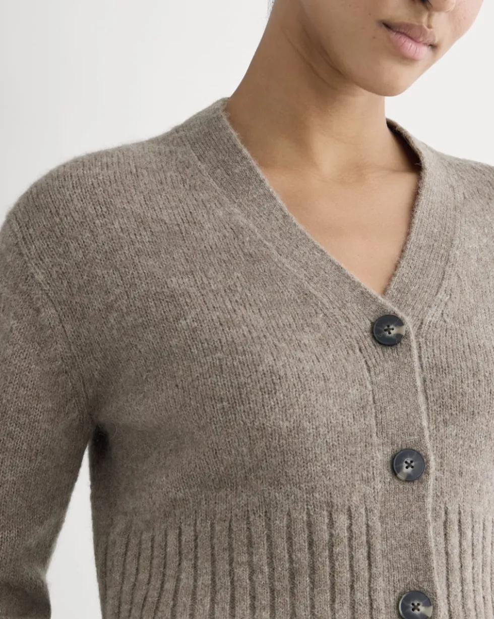 High V Cropped Cardigan in Alpaca