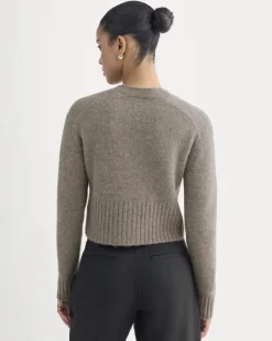 High V Cropped Cardigan in Alpaca