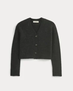 High V Cropped Cardigan in Alpaca