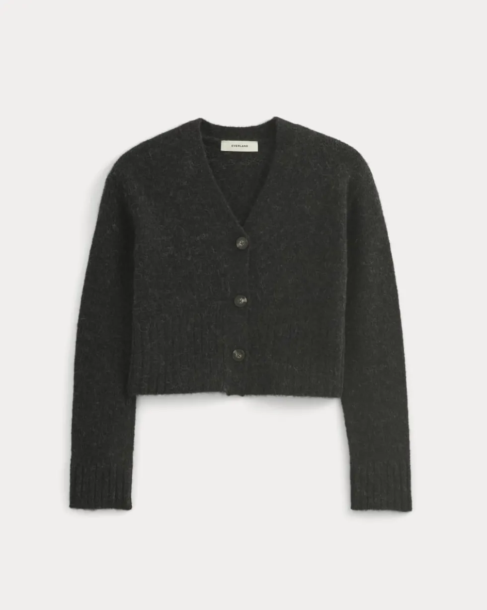 High V Cropped Cardigan in Alpaca