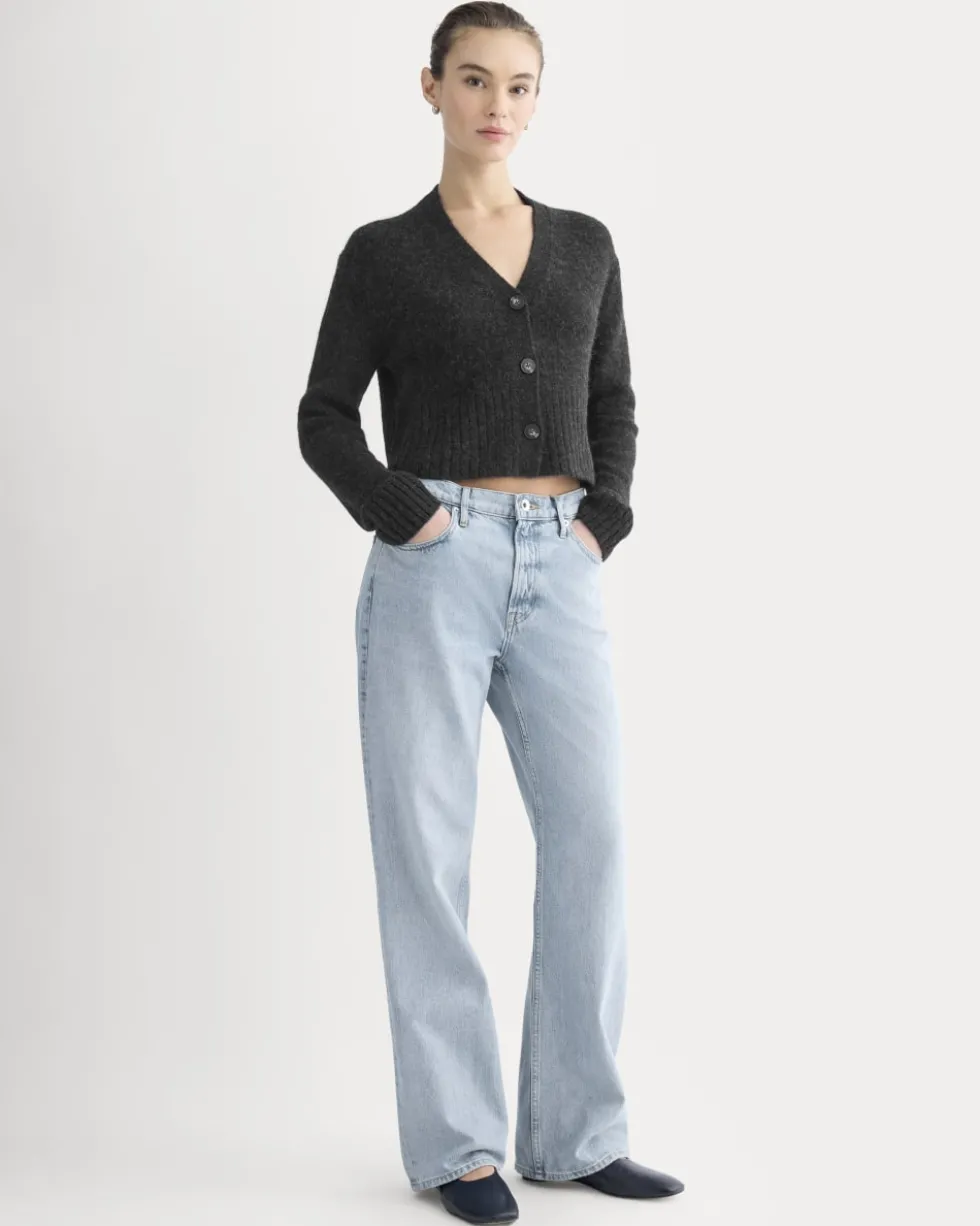 High V Cropped Cardigan in Alpaca