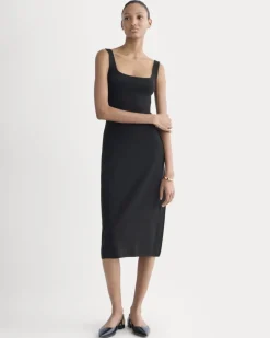 Knit Square-Neck Midi Dress