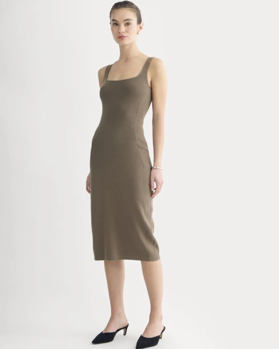 Knit Square-Neck Midi Dress