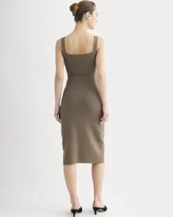 Knit Square-Neck Midi Dress
