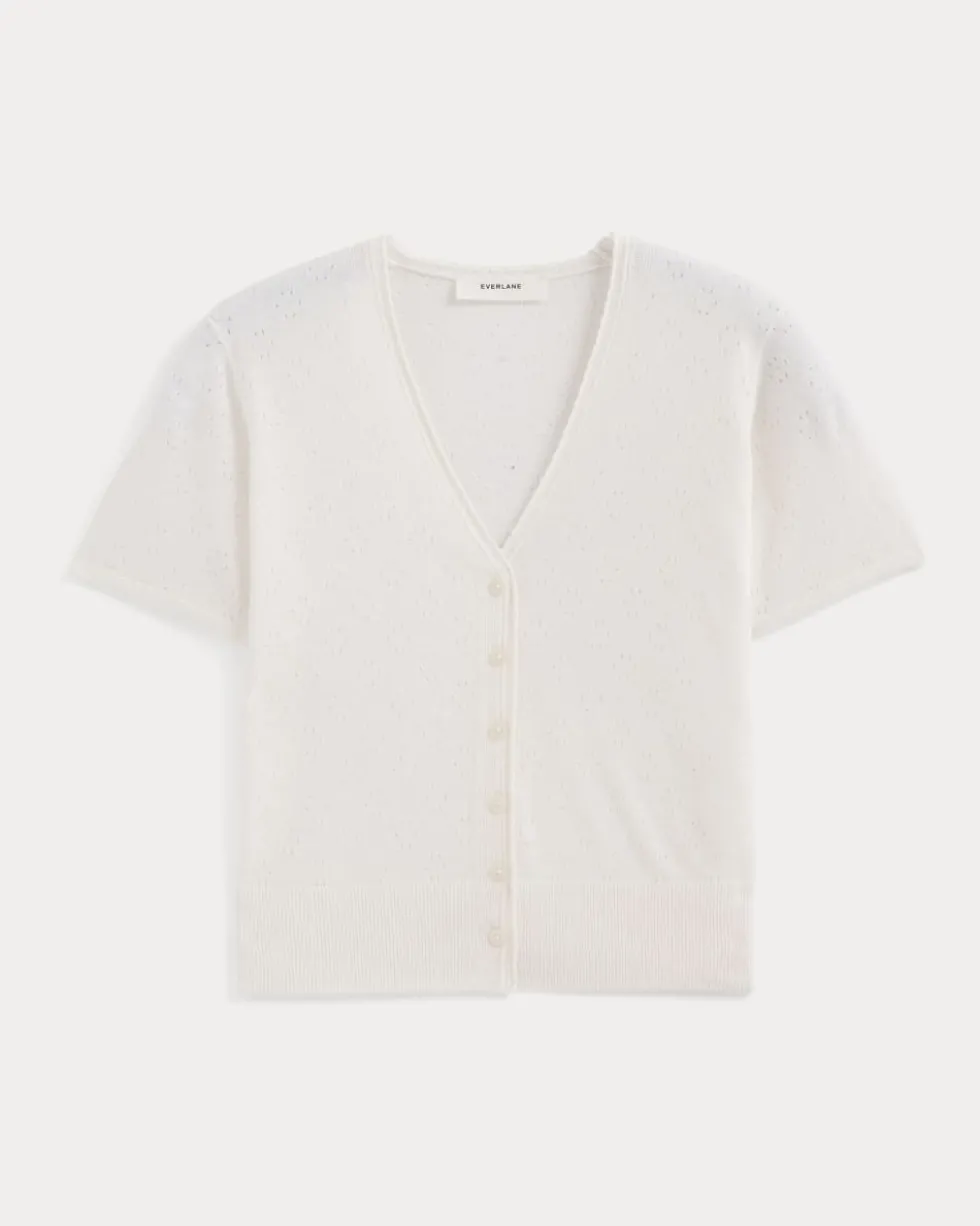 Lace Trim Cardigan in Fine Linen