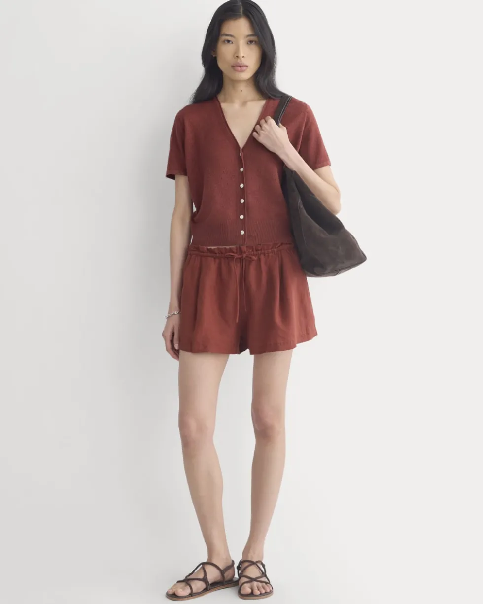 Lace Trim Cardigan in Fine Linen