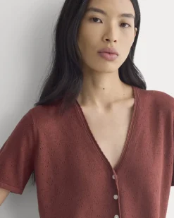 Lace Trim Cardigan in Fine Linen