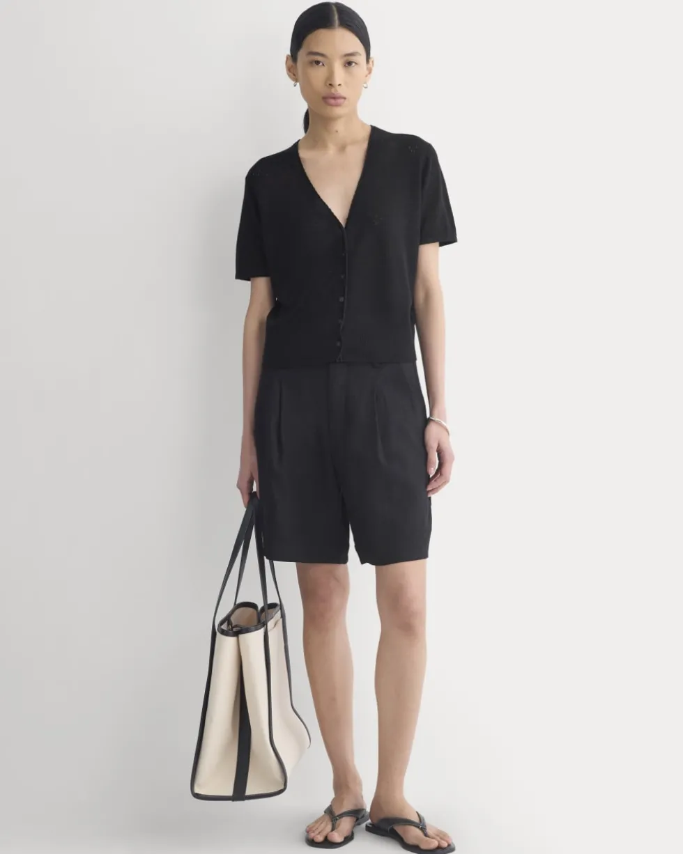 Lace Trim Cardigan in Fine Linen