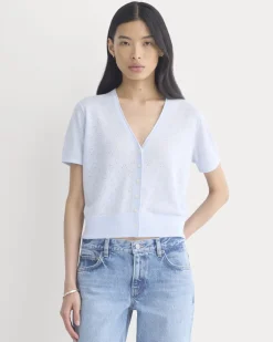 Lace Trim Cardigan in Fine Linen