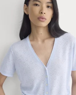 Lace Trim Cardigan in Fine Linen