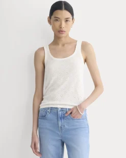 Lace-Trimmed Tank in Fine Linen