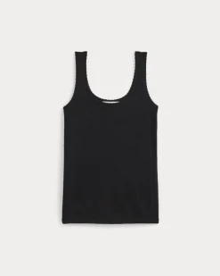 Lace-Trimmed Tank in Fine Linen