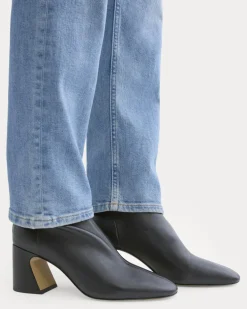 Leather Curved-Heel Boot