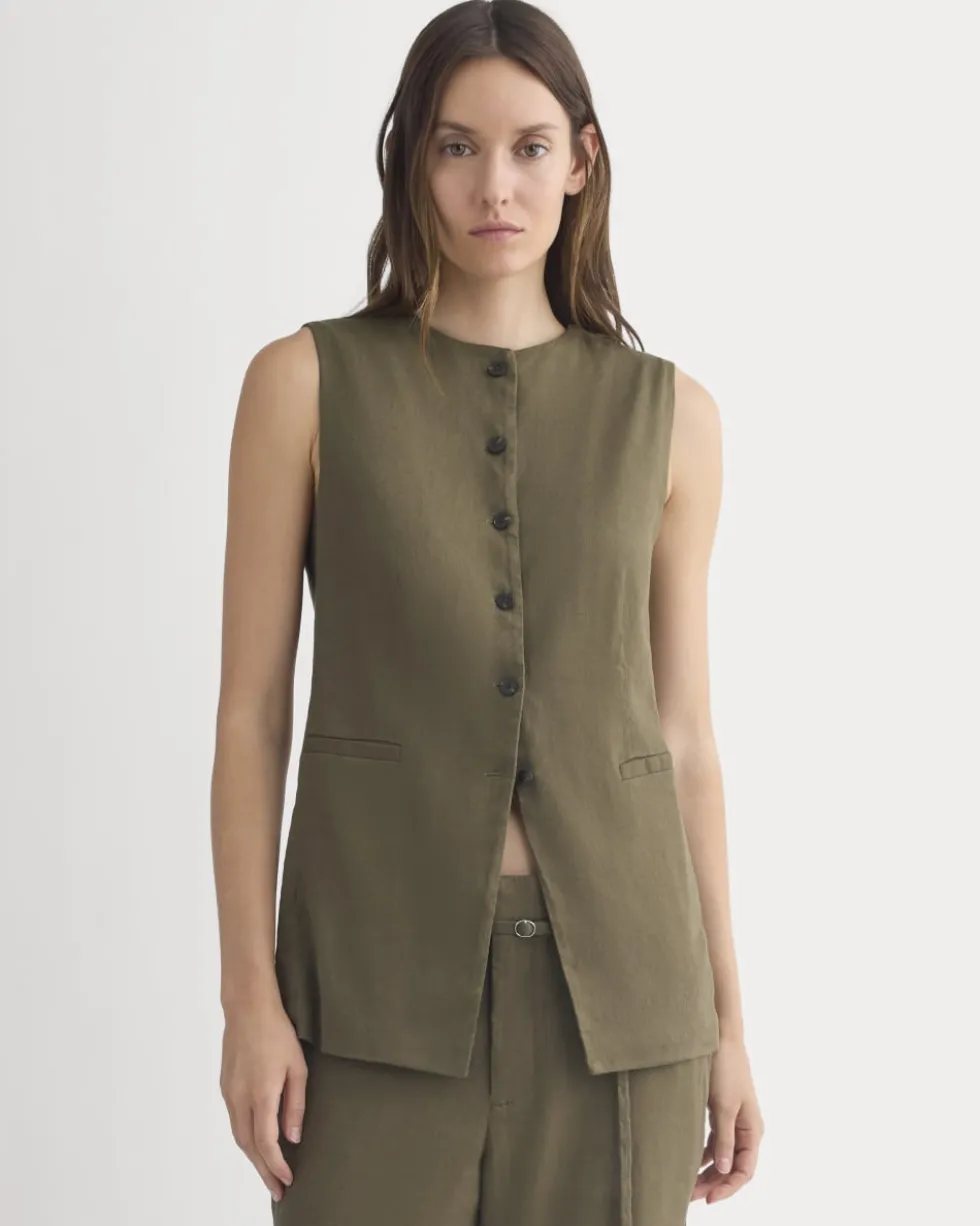 Long Vest in Stretch Linen