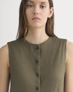 Long Vest in Stretch Linen