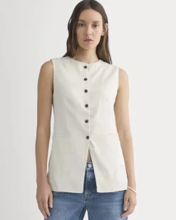 Long Vest in Stretch Linen