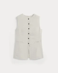 Long Vest in Stretch Linen