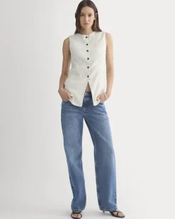 Long Vest in Stretch Linen