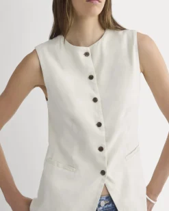 Long Vest in Stretch Linen