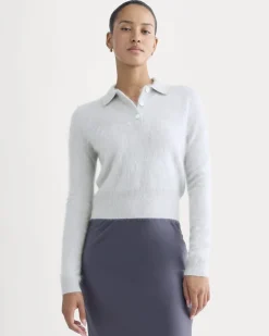 Lush Cashmere Cropped Polo Sweater