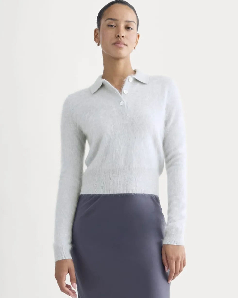 Lush Cashmere Cropped Polo Sweater