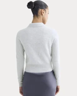 Lush Cashmere Cropped Polo Sweater