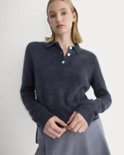 Lush Cashmere Cropped Polo Sweater