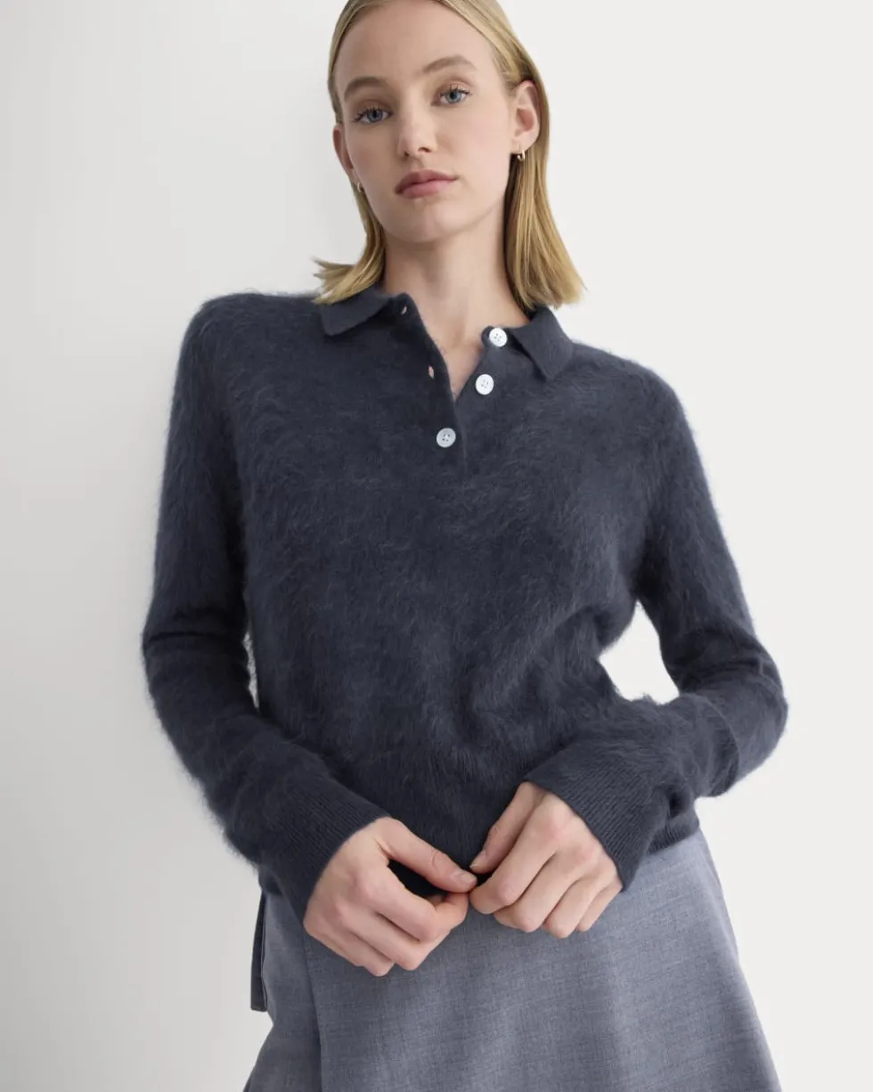 Lush Cashmere Cropped Polo Sweater