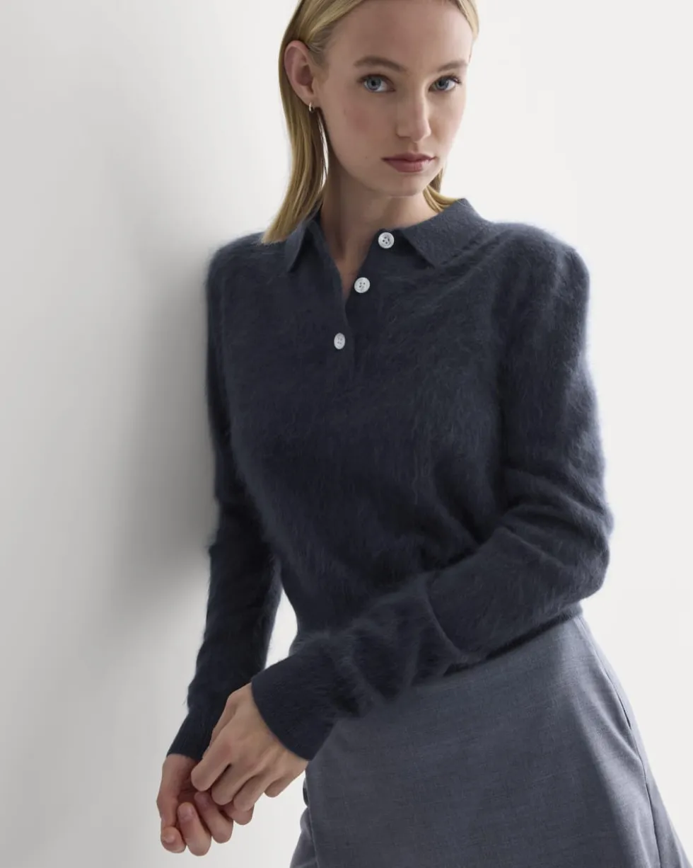 Lush Cashmere Cropped Polo Sweater