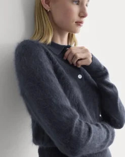 Lush Cashmere Cropped Polo Sweater