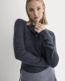 Lush Cashmere Cropped Polo Sweater