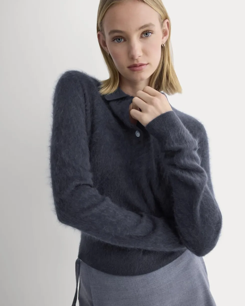 Lush Cashmere Cropped Polo Sweater