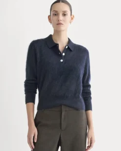 Lush Cashmere Cropped Polo Sweater