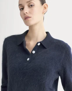 Lush Cashmere Cropped Polo Sweater