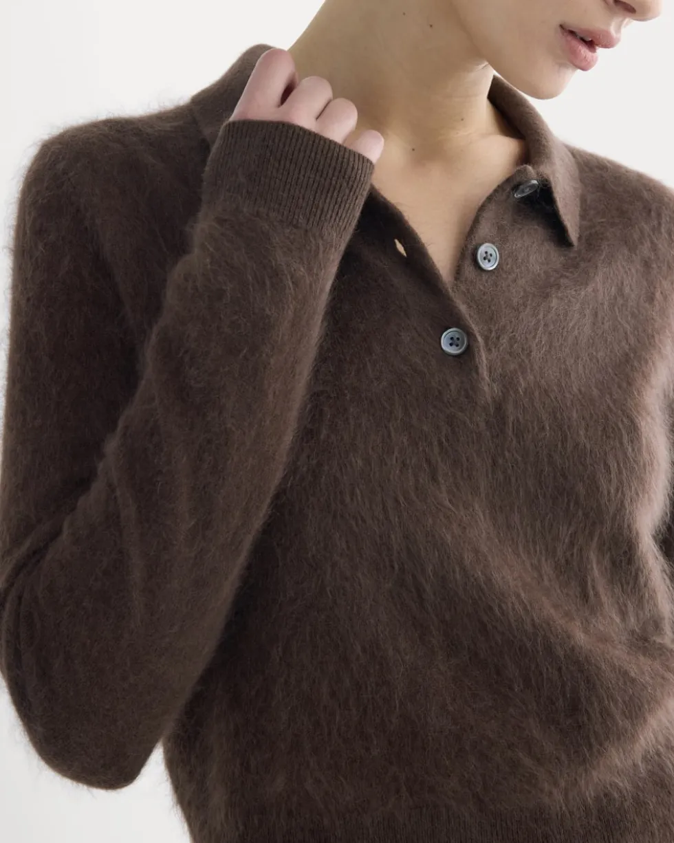 Lush Cashmere Cropped Polo Sweater