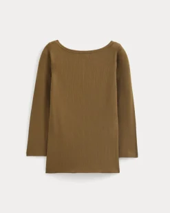 Luxe Rib 3/4 Sleeve Boatneck Tee