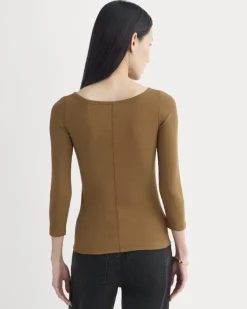 Luxe Rib 3/4 Sleeve Boatneck Tee